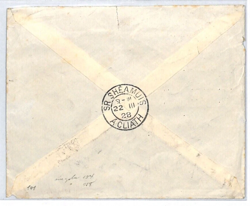 MALTA KGV 3d *PLATE NUMBER* Cover FARTHING BLOCK{6} Reg Sliema 1928 Dublin XC32 - Image 4 of 4