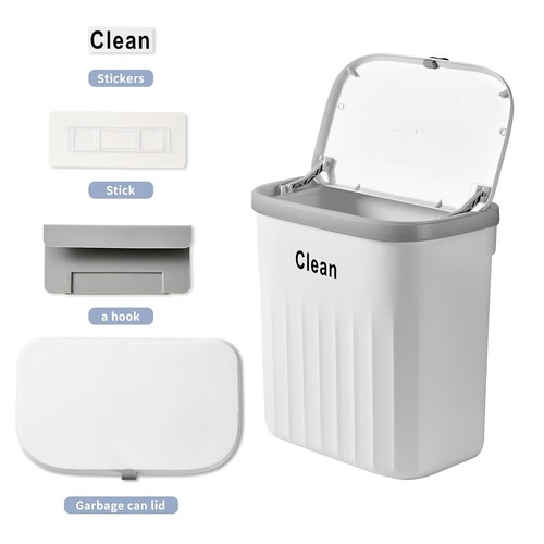 Hanging Trash Can with Lid 3.1 Gallon Kitchen Garbage Bin Food Waste Container - Picture 3 of 8