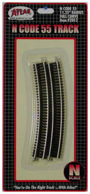 Atlas N Scale Code 55 11.25'' Radius Curve 6-Pack Model Train Track