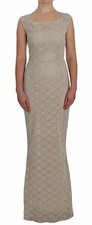 DOLCE & GABBANA Dress Beige Ricamo Cutout Cotton Sheath IT40 / US6 / S RRP $5500
