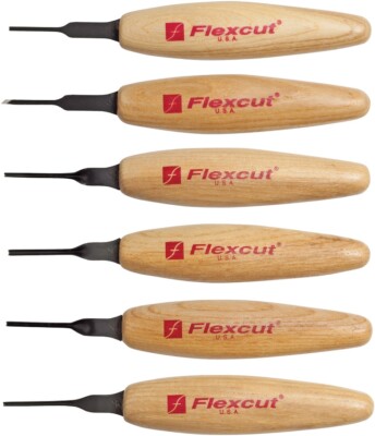 Flexcut Mixed Profile Micro Tool Set 1.75'' Carbon Steel Blade Wood Handle MT910