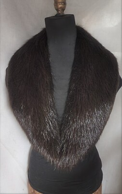 #ad Real Beaver Fur Collar Dark Brown Detachable New Men Women Manufactured in US $229.95
