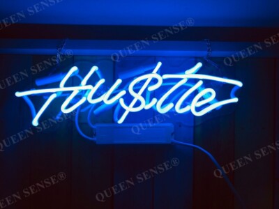 オリジナル　ブルー　LED ネオン管　Hustle 看板 壁掛け インテリア s-l400.jpg