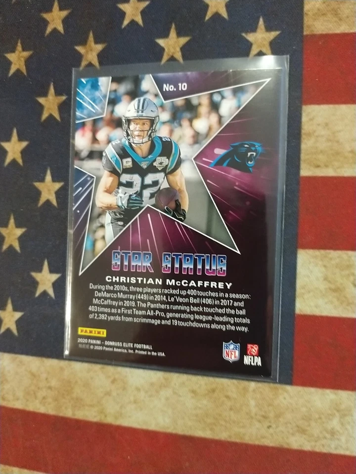 Christian McCaffrey 2020 Panini Donruss Elite Star Status Green Parallel #10 - Image 2 of 2