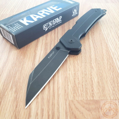 Cold Steel Karve Atlas Folding Knife 3.75'' AUS-10A Steel Blade Black G10 Handle