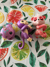 Lot of three WowWee Fingerlings Polly Panda, Baby Narwhal Baby Monkey All wo