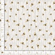 Honey Bee Farm Fabric Bees Grey Digital Cotton Timeless Treasures CD2391 By Yard