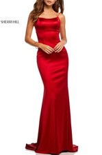 BNIB Sherri Hill Size 00 Red Satin Dress Ballgown Lace up Back 52613 