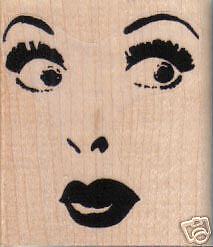 Eyes  Nose & Mouth 2 1/4 x 2 1/2'' Rubber Stamp, Woman Stamp, Lady Stamp