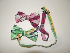 LOT 2 men's 100 cotton Pink Green plaid Bowties Bow ties