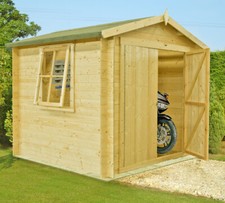 8x8 GARDEN LOG CABIN OFFICE SHED WORKSHOP WOOD DOUBLE DOORS OPENING WINDOW 8FT