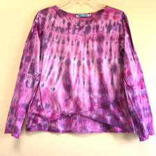 Silver ! Charm Tie-Dye Pink Jr.Sz M Long Sleeve Cotton Shirt Blouse Top USA made
