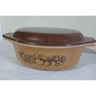 Pyrex Vintage #043 “Old Orchard” Glass Harvest Fruit 1-1/2 Qt Casserole With Lid