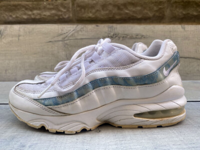 Youth NIKE Air Max 95 White Leather Cobalt Running Sports