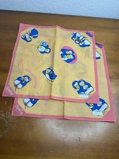 Vintage Handkerchief Japanese Suntory Napkin “Penguin Family” Mellow Fantasy