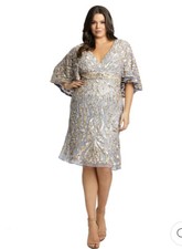 MAC DUGGAL Embellished Cape Sleeve Cocktail Dress Size 14-16