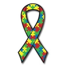 Autism Awareness Puzzle Ribbon Car Magnet Decal Heavy Duty Waterproof 3.5" x 7"