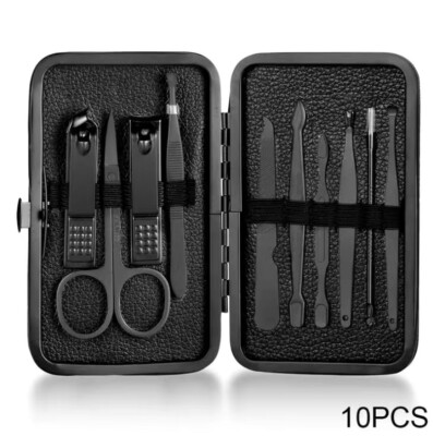 10pcs black manicure set