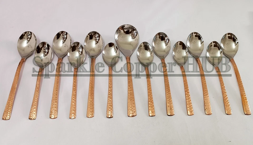 Acero Inoxidable Cobre Kitchen Hotel Vajilla 6 Té, 6 Postre, 1 Sirviendo Cuchara - Imagen 3 de 4