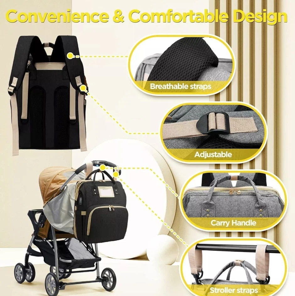 Mochila Bolsa de Pañales para Bebé Multifunción con Cambiador Bolsa de Viaje para Mamá-B Foto 4 de 4