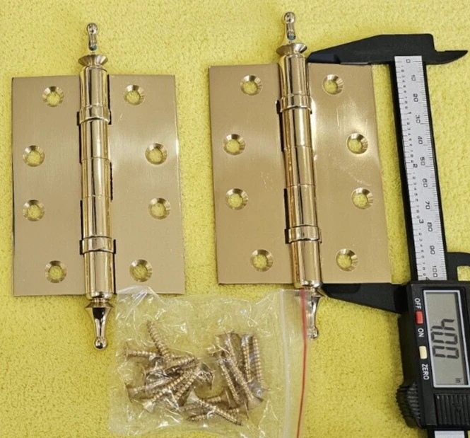 Rodamientos de bolas con bisagra de puerta de latón macizo pulido 4"x3" con PACK DE DOS decorativos Foto 4 de 4