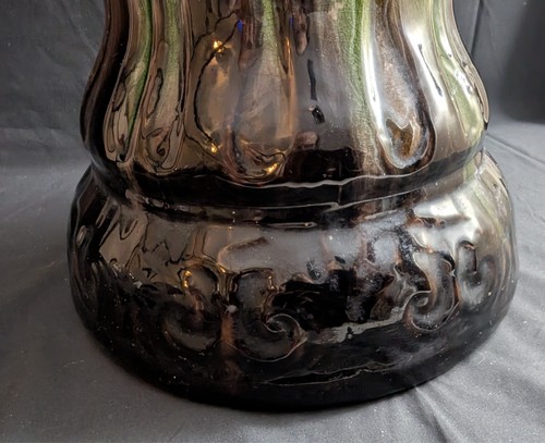 Antique Majolica Pottery Jardiniere Pedestal Base -  Grape & Leaf Motif - Picture 4 of 24