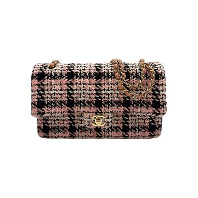 CHANEL Classic Tweed Flap Bag Medium Interior Chip Gold A01112 148276545
