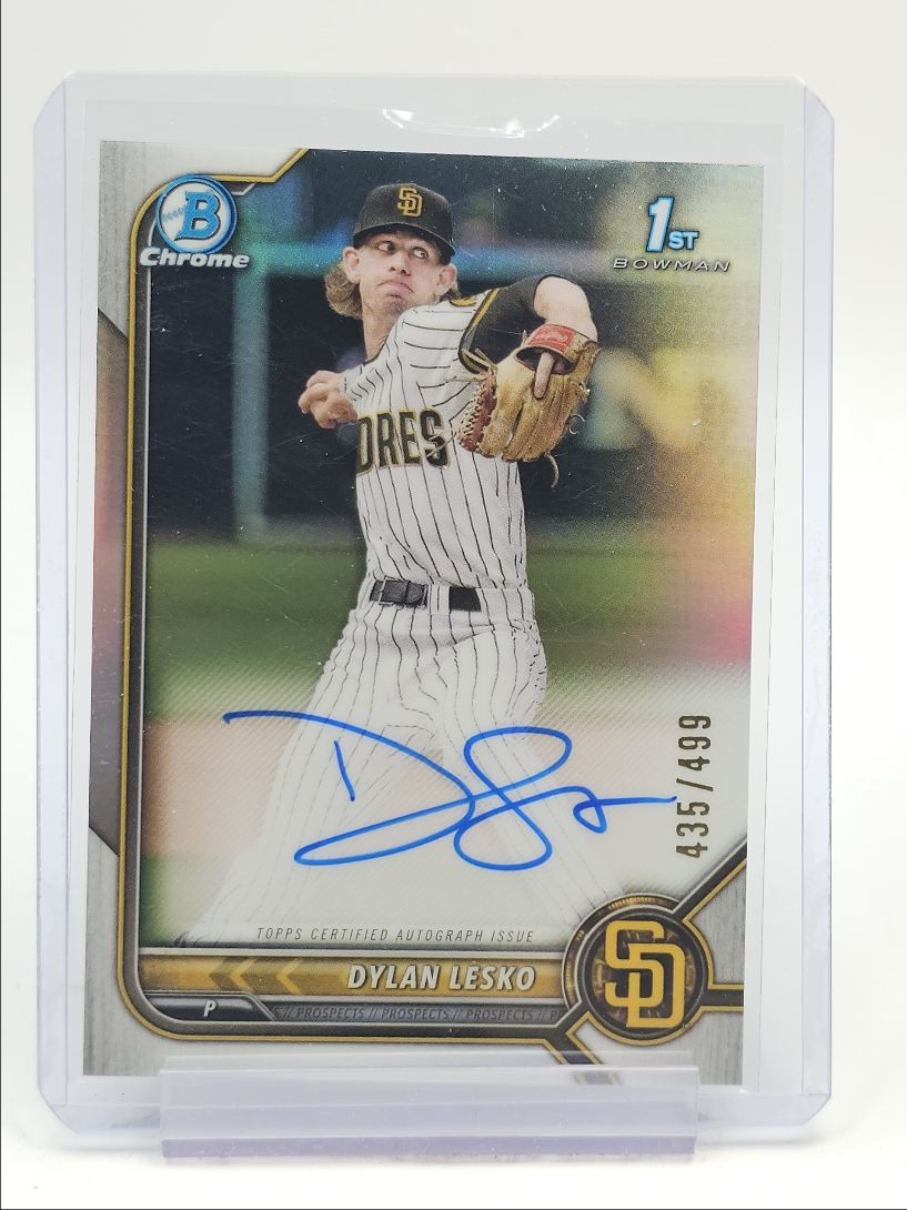 DYLAN LESKO 2022 BOWMAN CHROME DRAFT 1ST AUTOGRAPH REFRACTOR AUTO /499 Q0165