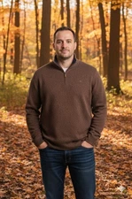 Crown & Ivy Brown Quarter Zip Fleece Mock Neck Pullover Outerwear Mens Size XXL