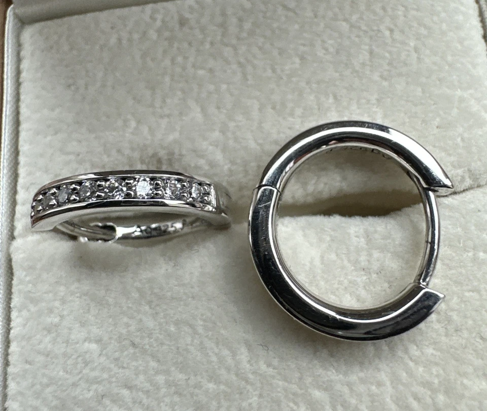 Ohrringe, Creolen, Silber 925 rhodiniert, Zirkonia, Durchm. 14,5mm, 2,5mm breit - Bild 2 von 4