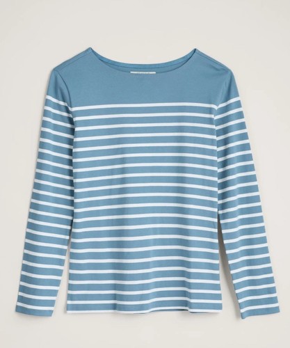 Seasalt Shirt Falmouth Breton Horizon Chalk Size 8