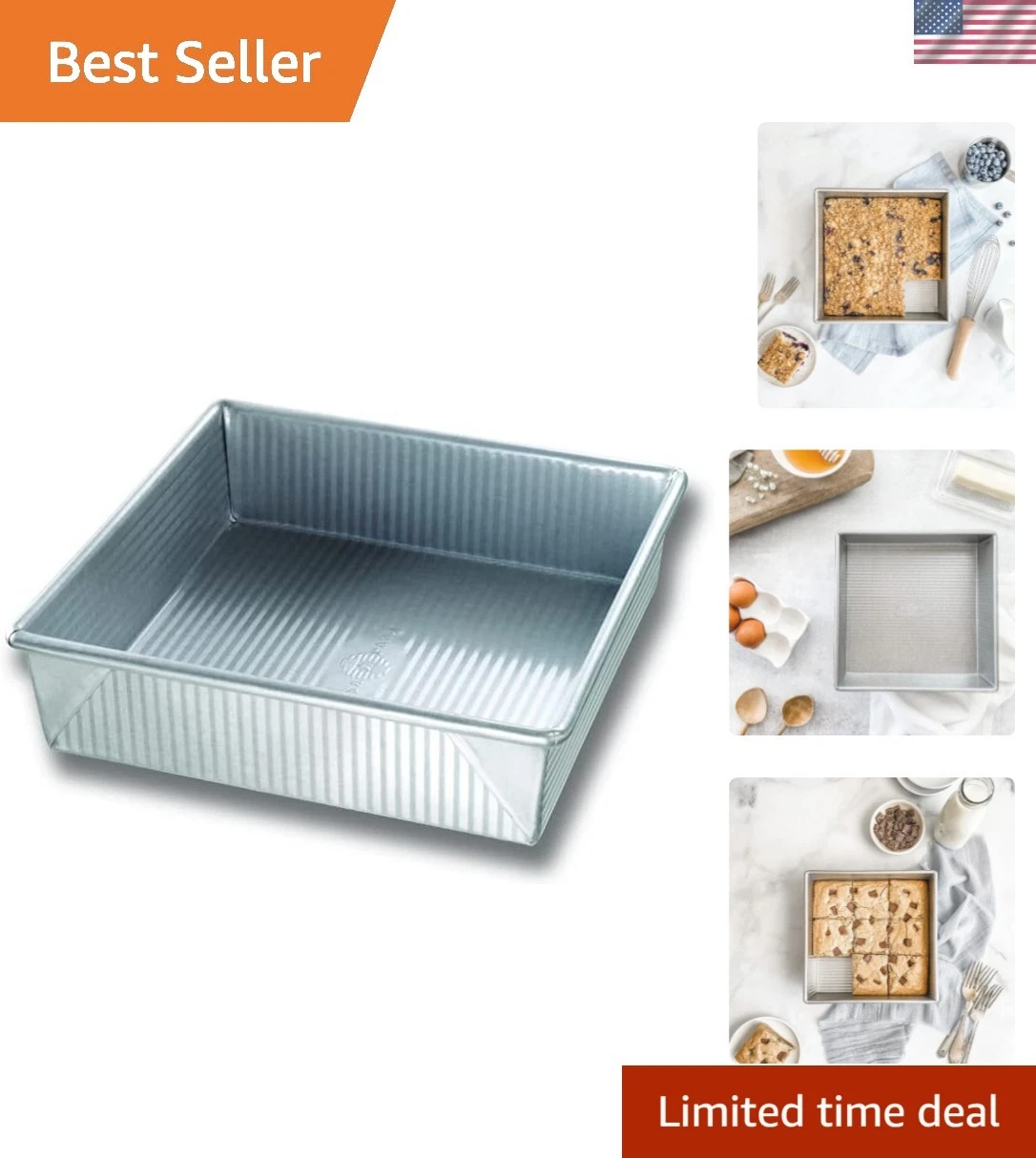 Bakeware Nonstick Square Cake Pan, 9 Inch, Aluminized Steel