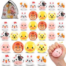 HyDren 24 Pcs Animal Stress Balls Bulk 2'' Cute Farm Party Small