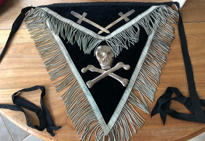 Vintage Masonic Black Velvet Apron with Silver Emblems, Richmond Virginia