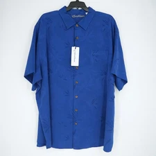 Roundtree & Yorke Caribbean Short-Sleeve Shirt 4XB Blue Jaccard Palm Trees NWT