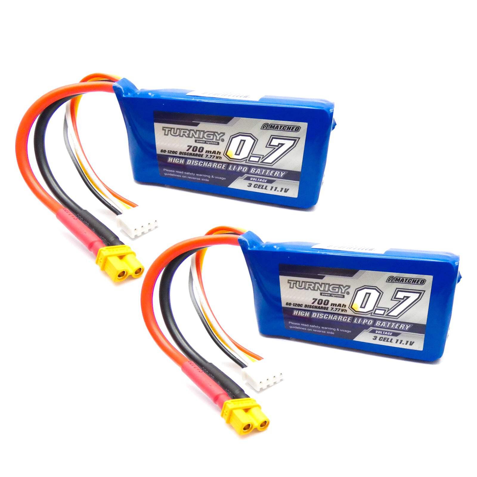 2pcs Turnigy 700mAh 3S LiPo Battery Pack 11.1V 60C (XT30 Con