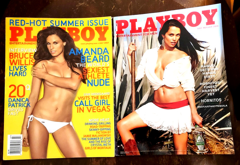 2 PLAYBOY JULY 2007 & 2014 MAGAZINES BEARD WILLIS PATRICK AGNES MAY OLDMAN MARON