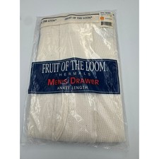 Vintage Fruit of the Loom Mens Thermal Bottoms Natural Waffle Knit Medium 1999