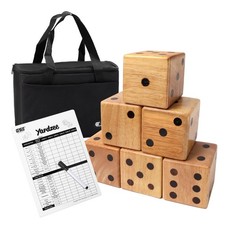 3.5-Inch Premium Oak Giant Yard Dice Set with Carrying Bag and Yardzee Fark...