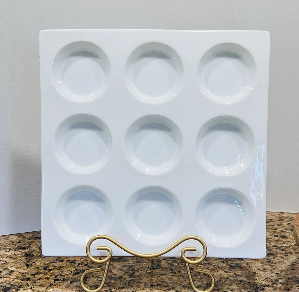 NEW PIER 1 Imports TASTING PARTY WHITE Porcelain 9 Section Serving TRAY 12"x12" - Image 3 of 4