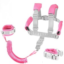 2 in 1 Toddler Leash Anti Lost Wrist Link Pink Safety Harness with Lock for K...
