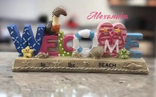 3D Tropical Nautical Decor Resin Welcome To The Beach Free Standing Sign New