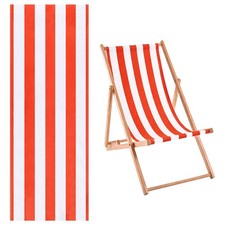 41x113cm Beach Sling Chair Replacement Canvas Lounge Fabric Striped Red