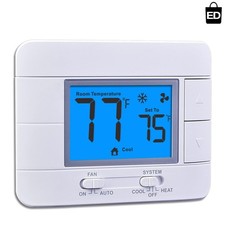 Reliable Wall-Mount Thermostat with Temperature Display for 1 Heating/Cooling