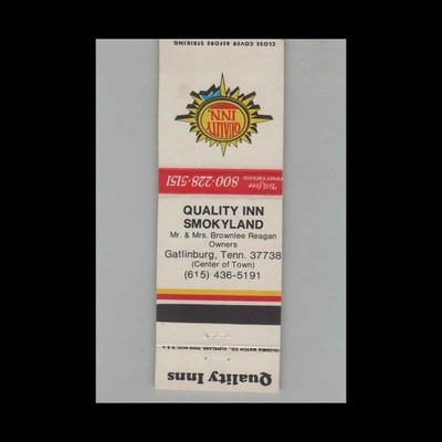 Matchbook Cover Quality Inn Smokyland Gatlinburg TN
