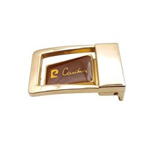 Pierre Cardin Gold-Tone Vintage Belt Buckle with Brown Enamel Accent