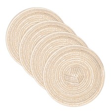 4 Pcs Round Woven Placemats, 4.3" Braided Placemat, Beige