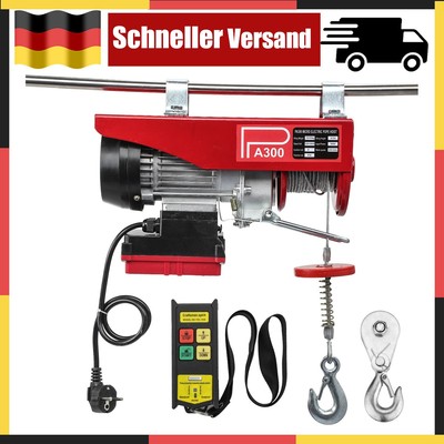 Elektrische Seilwinde Seilzug 150kg/300kg max. 300kg Seilhebezug Seilwinde 12m