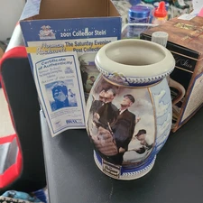 Miller Beer 2001 Norman Rockwell "Bottom Of The Sixth" Collectors Stein w/COA NW