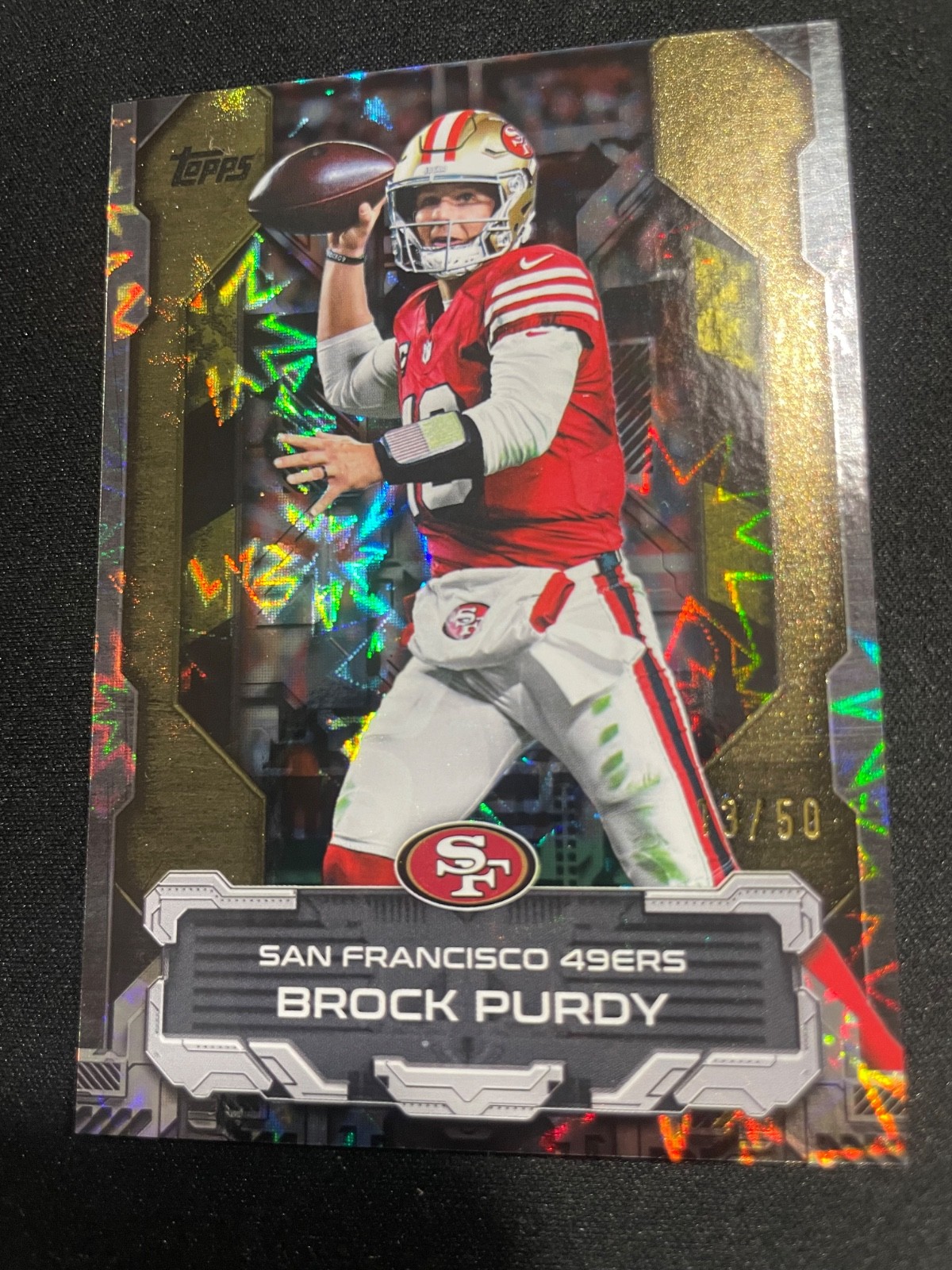 2026 Topps Flagship Brock Purdy TD Machines Case Hit Gold 13/50 SSP JERSEY MATCH